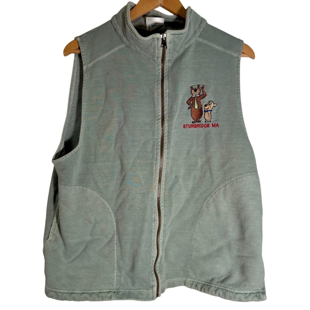 Rivers Edge Women's 1999 Yogi Bear Sturbridge Ma Full Zip Vest Green Medium